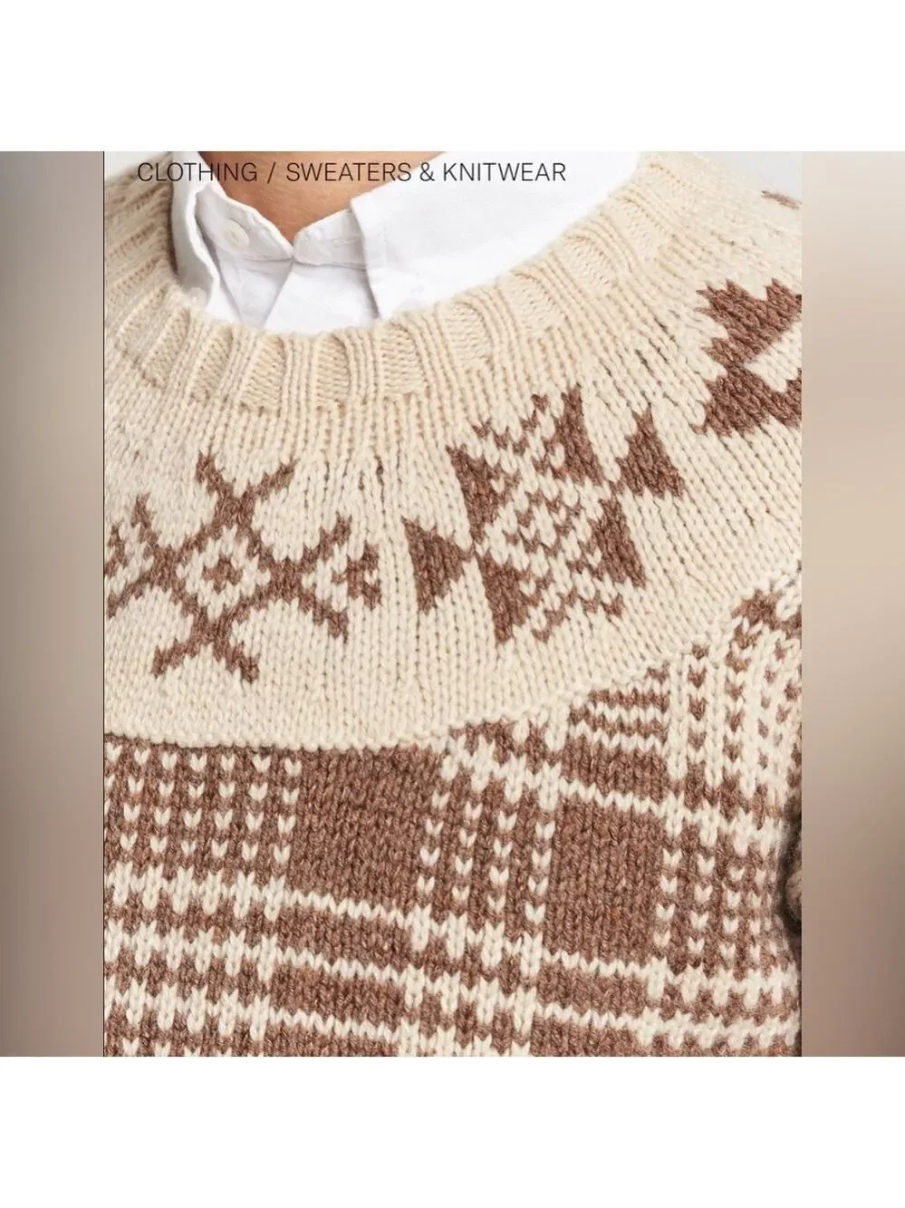 Polo Ralph Lauren Vestiaire Collective Nordic-Style Wool Linen Plaid Sweater S